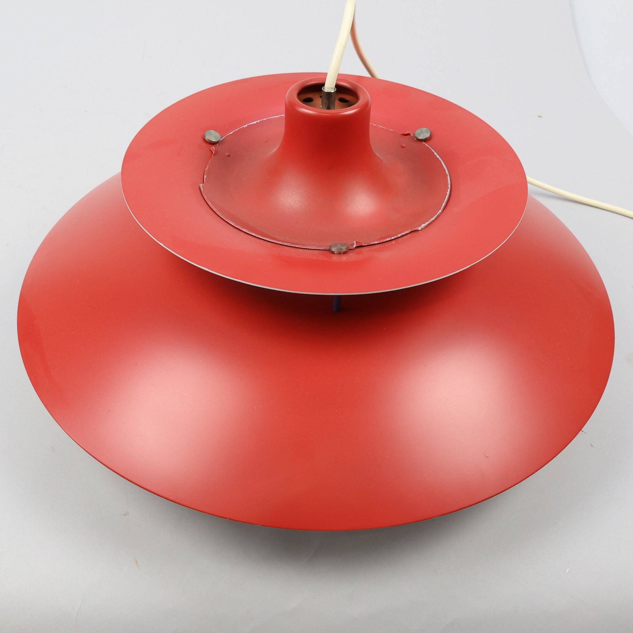 PH 5 red ceiling light by Poul Henningsen for Louis Poulsen, Denmark, 1980s