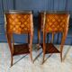 Pair of bedside tables Louis XV style marquetry with shamrocks and XXth bronze