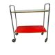 Vintage red mint and blue rolling table/bar cart/tea cart.