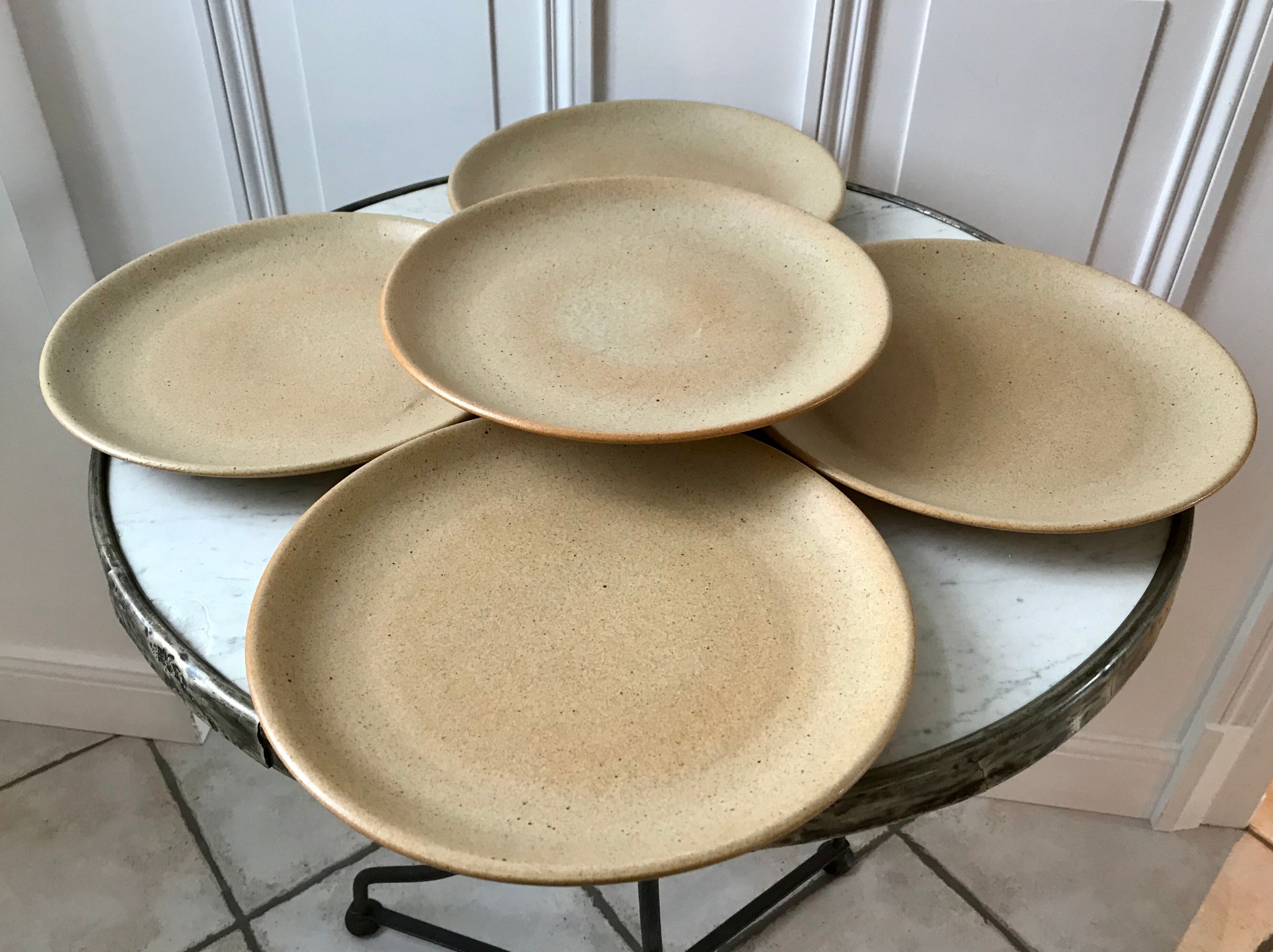 Set of 5 stoneware plates made in France 60s and 70s