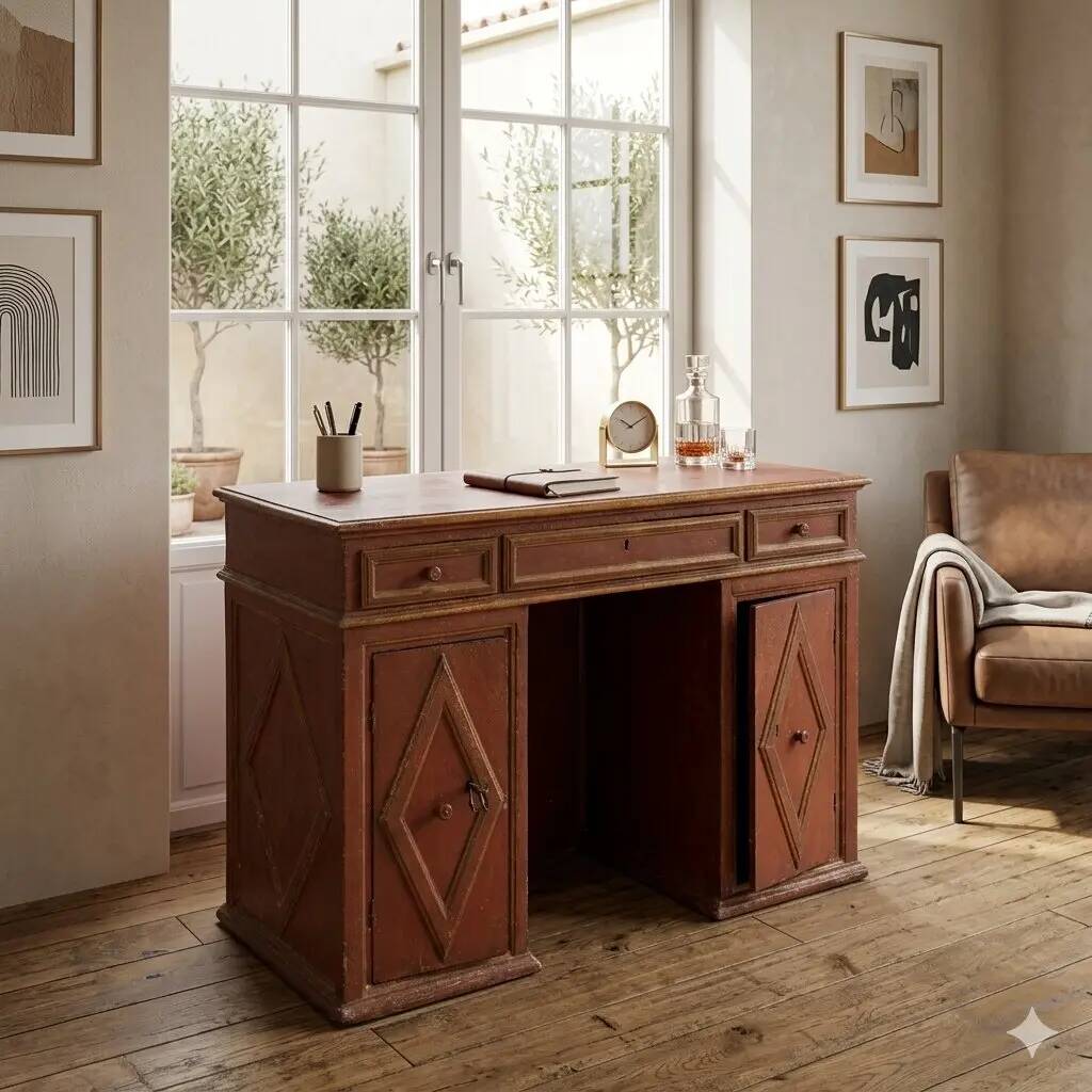 Antique poplar desk, Italy, 18th century
