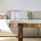 Coffee table in brass and green marble