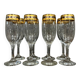 Venice 20th century: 6 Vintage Champagne flutes in crystal and gilding