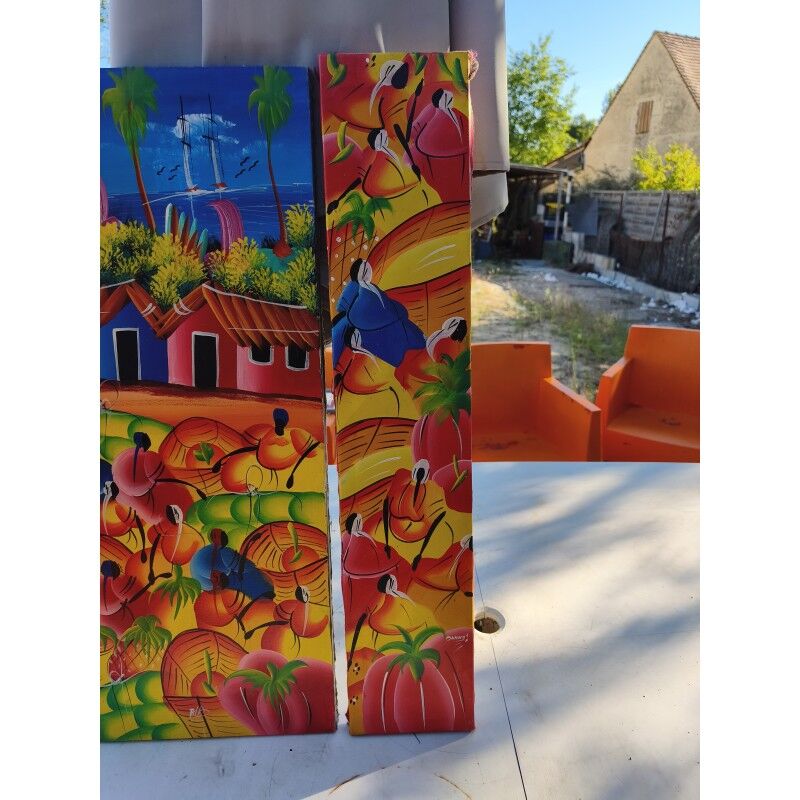 2 tableaux à l'huile sur toile haïtienne