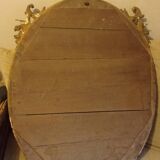 Antique large oval beveled mercury mirror