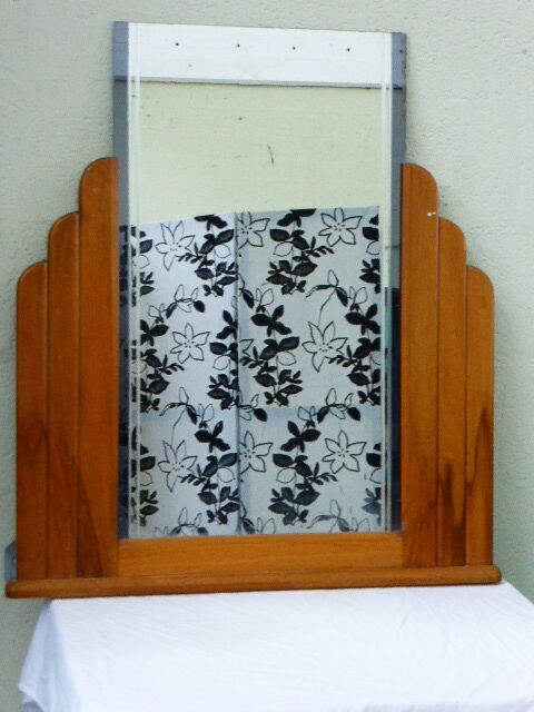Art deco mirror, and column wooden frame