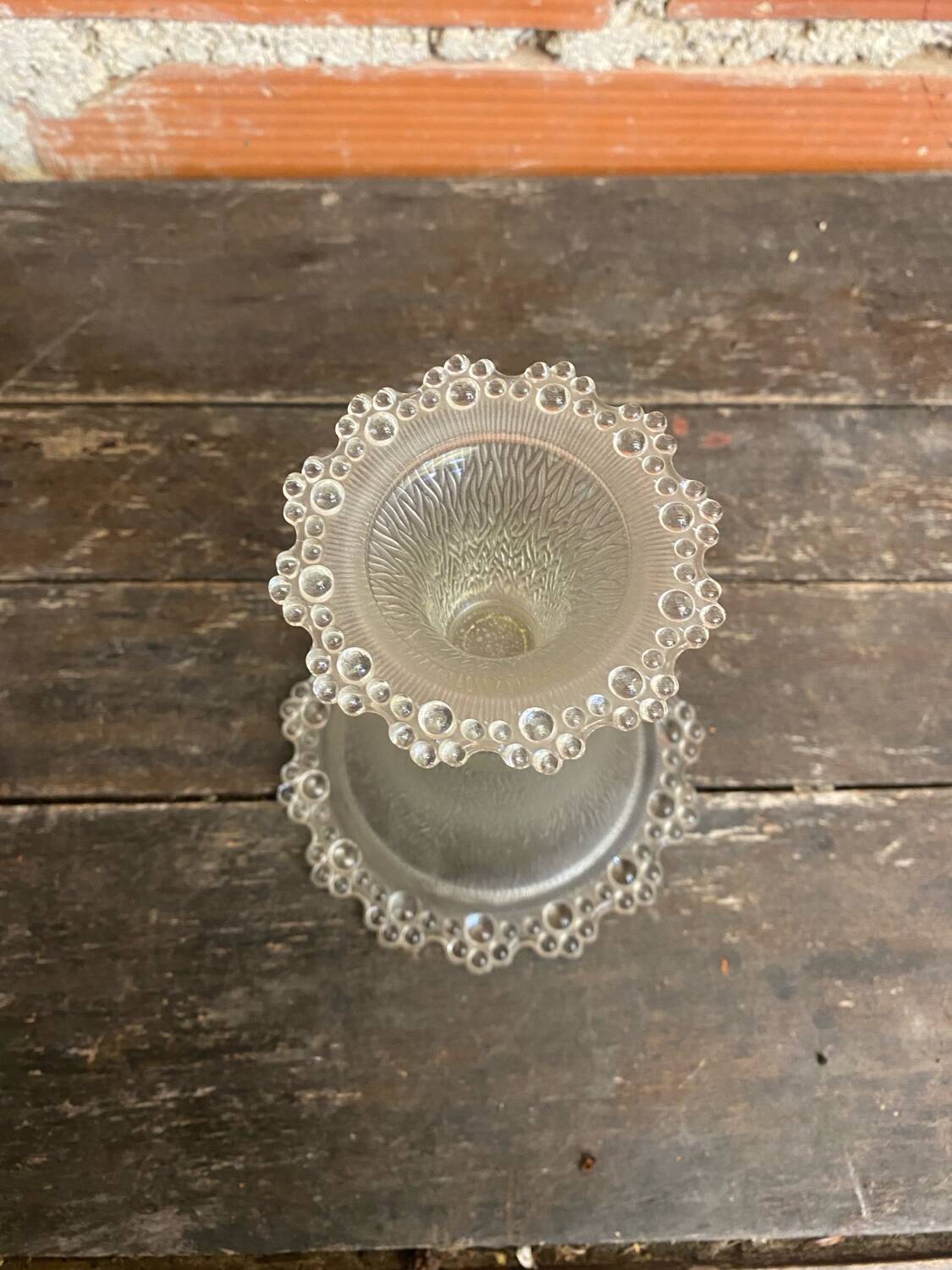 Masserini barocco fruit bowl pair moulded glass bead row vintage