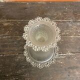 Masserini barocco fruit bowl pair moulded glass bead row vintage