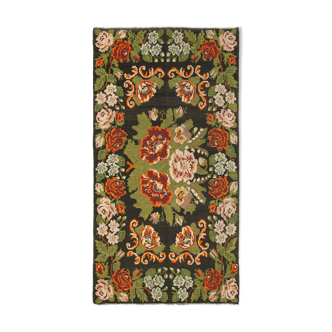 Hand-Knotted Vintage Tapestry Black Kilim 180 cm x 333 cm - 23258