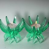 Bougeoirs Friedel Lotus Lucite allemagne 1960 x3