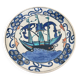 Iznik dish caravel decoration mid-20th century CB marking
