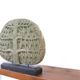 Stone tree sculpture, wooden base, 70s