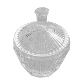 1950s Covered pot Drageoir / Bonbonnière Cut and chiseled glass