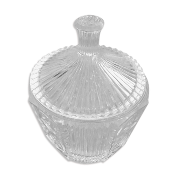 Années 1950   Pot couvert   Drageoir / Bonbonnière  Verre taillé et ciselé
