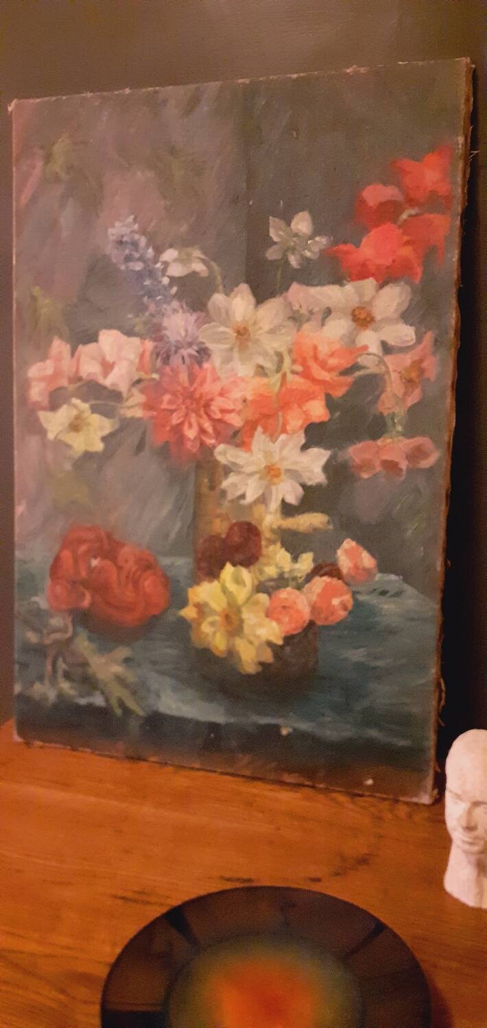 Painting, oil on canvas 1900 bouquet of flowers