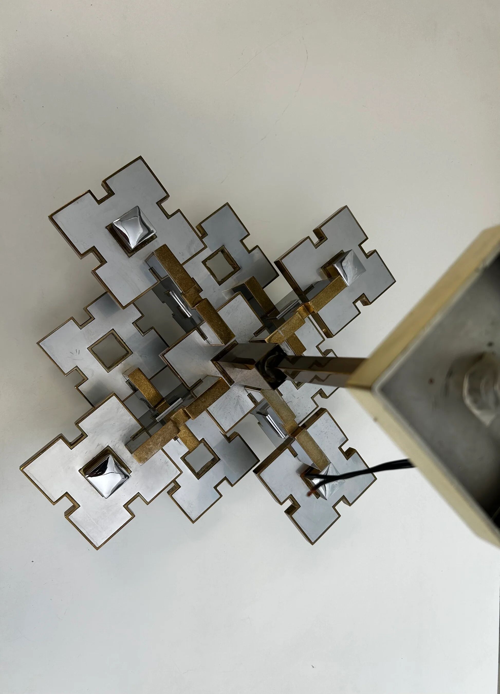 Chandelier géométrique par Gaetano Sciolari, Italie, années 1970, Hollywood Regency