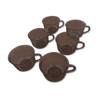 Set de 6 tasses à café en verre fumé Arcoroc