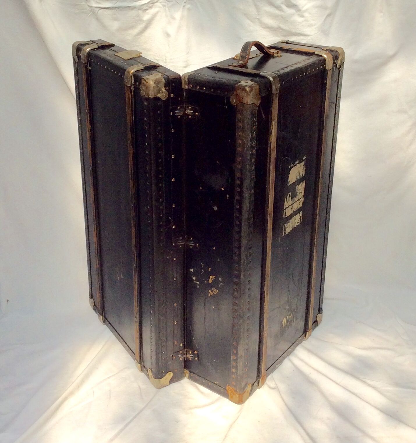 Old wooden and leather trunk