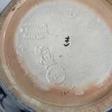 Pair, cache pots, royal doulton, english earthenware, 1920-1930, floral decoration, blue and gold, marks in