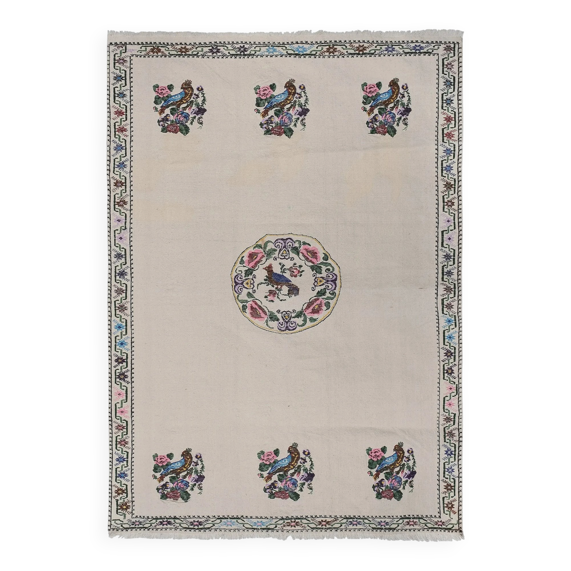 Vintage Turkish kilim, handwoven, 167x233 cm.