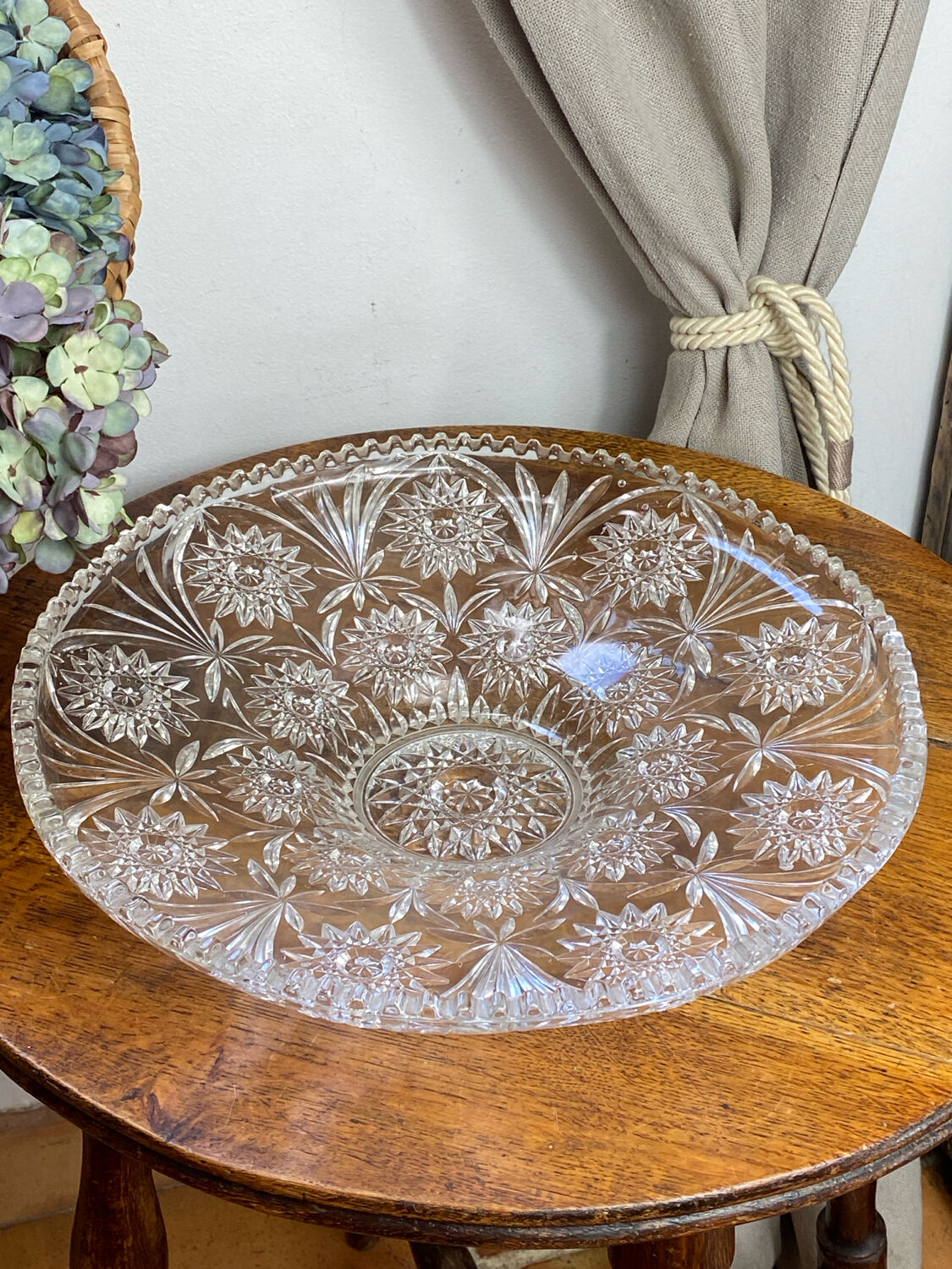 Large cut glass fruit bowl, 1950s
