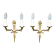 Vintage French Empire Sconces: Gilt Bronze, Salmon Column Double Arm Light
