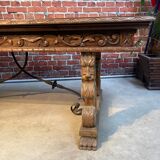 Large carved solid wood table, Spanish neo renaissance style