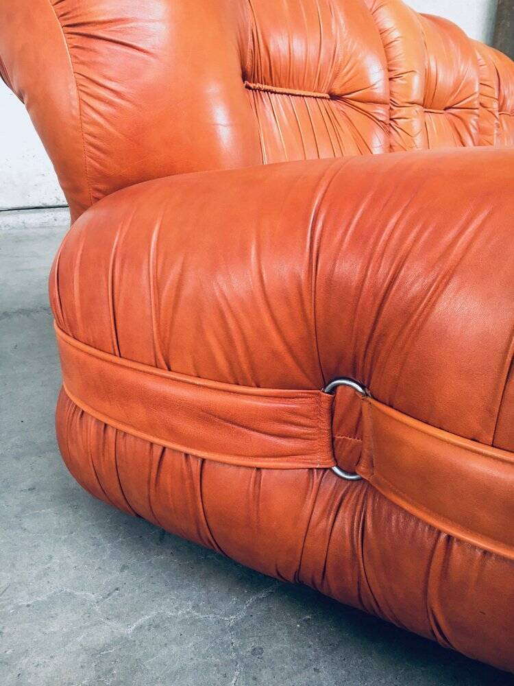 Mid-Century Modern Italian Leather 3-Seater Sofa, 1970s