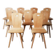 Ensemble de 9 chaises de salle à manger suédoises en pin 1960
