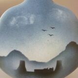 Lens vase designed by Yves Mohy, glazed ceramic by Virebent, 1970s