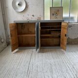 Factory blue patinated workshop furniture
