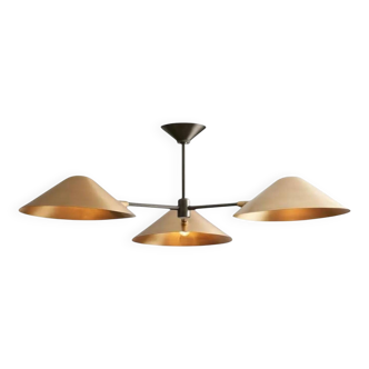 Lustre Spoutnik Simms à 3 lumières en laiton