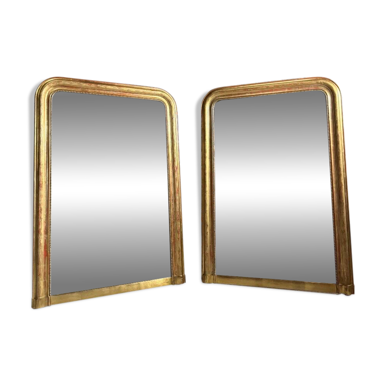 Pair of Louis Philippe period mirrors in gilded wood 1.30m x 89cm