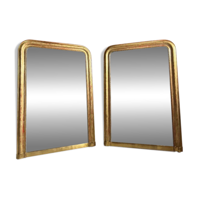Paire de miroirs d’époque Louis Philippe en bois doré 1m30 x 89 cm
