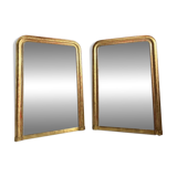 Pair of Louis Philippe period mirrors in gilded wood 1.30m x 89cm