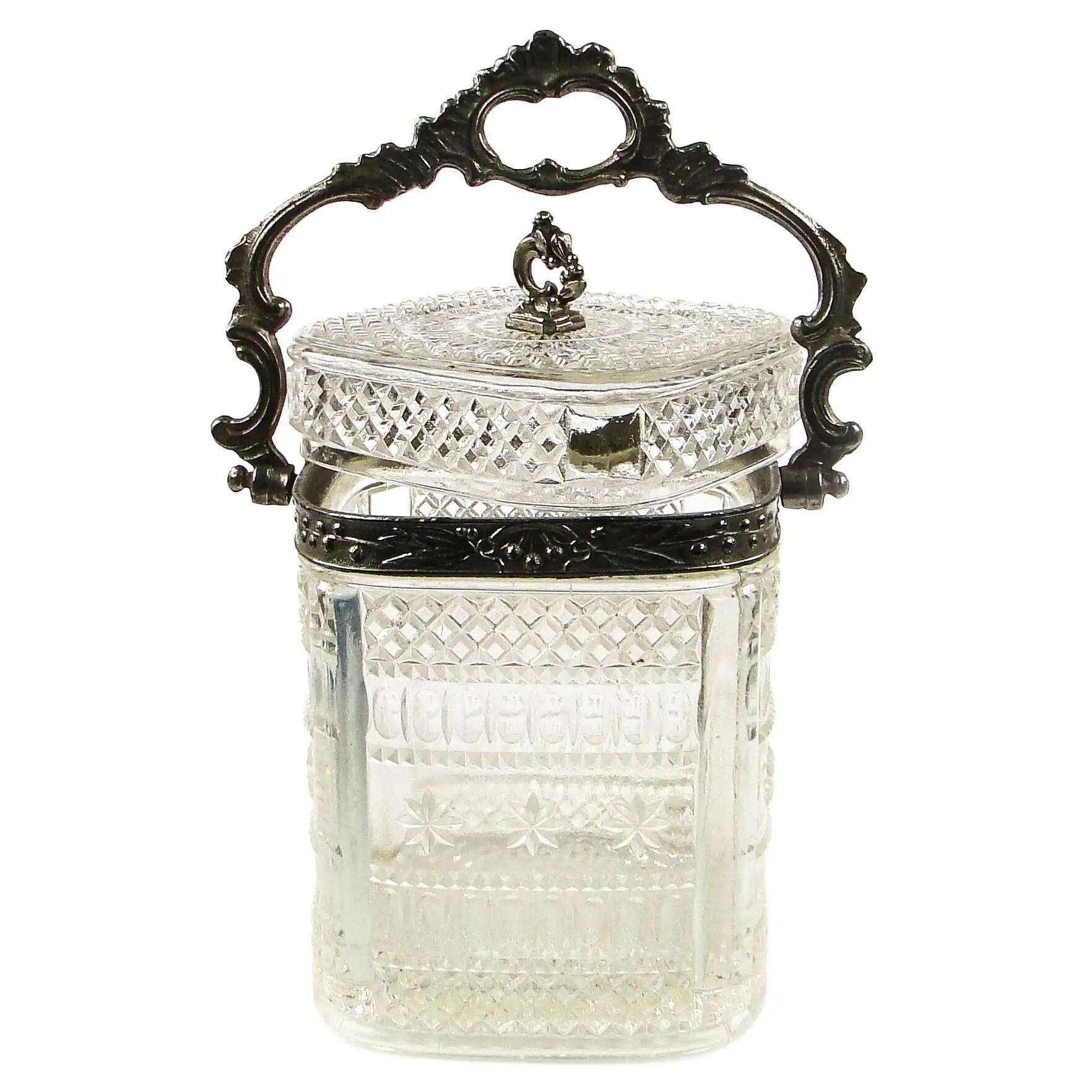 Boîte à thé, rococo, verre pressé, étain, France, début du XXe siècle
