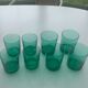 8 glasses in green glass with whisky, aperitif or water vintage 1970