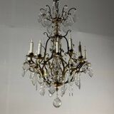 Louis XV style cage chandelier in gilded bronze decorated with tassels circa 1920