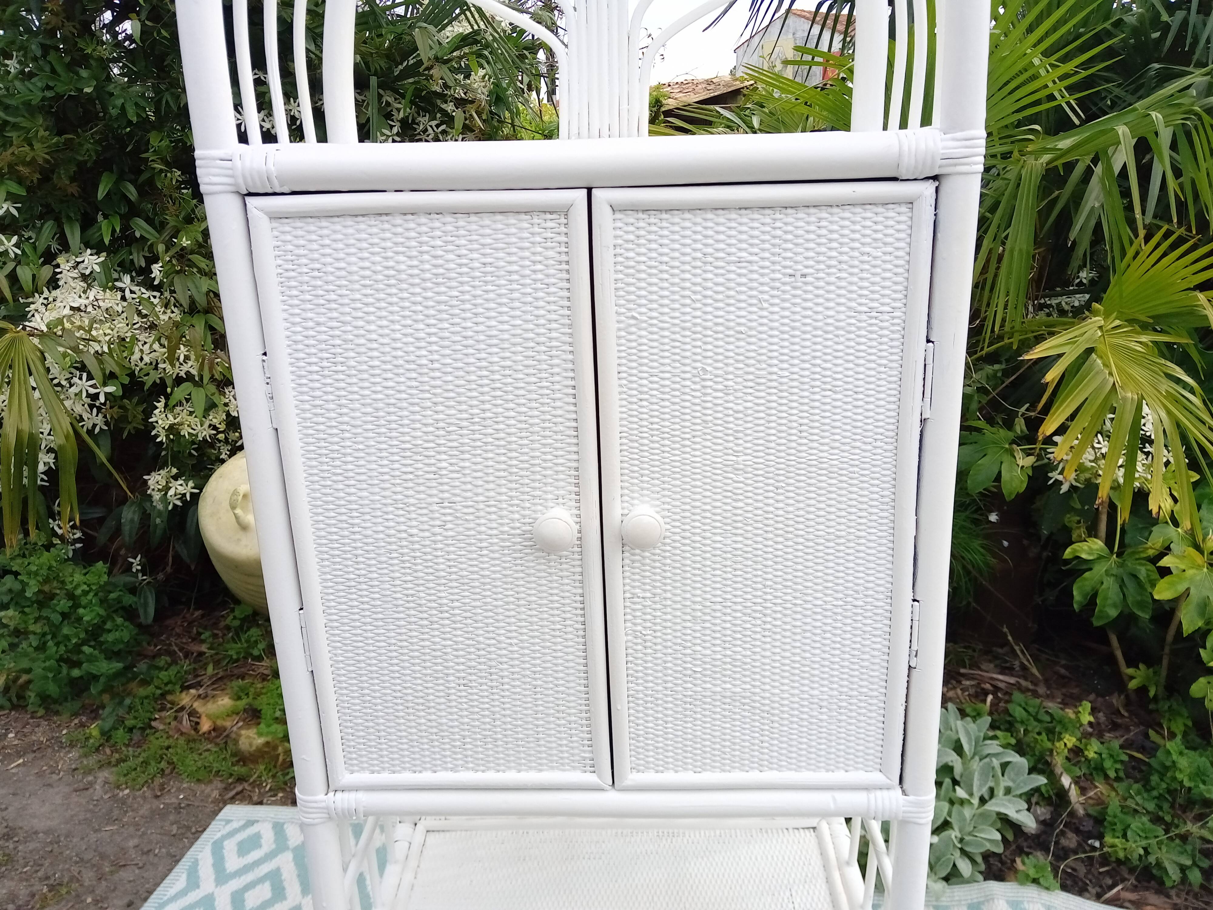 White rattan shelf