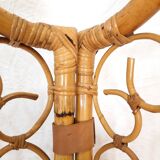 Vintage screen made of bamboo, wicker and leather