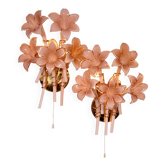Appliques murales en verre de Murano rose spectaculaire par Franco Luce 1970