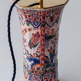Chinese-style table lamp, French earthenware ceramic in Delft style, 1900s.