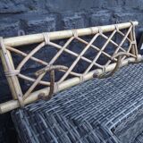 Vintage 60s 3-branch rattan metal coat hook