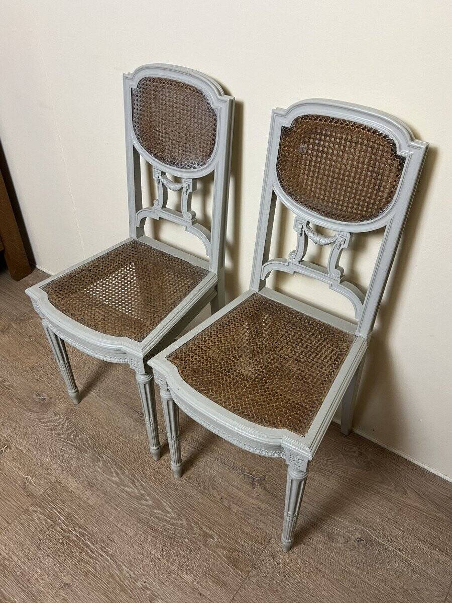 Pair Of Louis XVI Ceremonial Chairs In Lacquered Wood