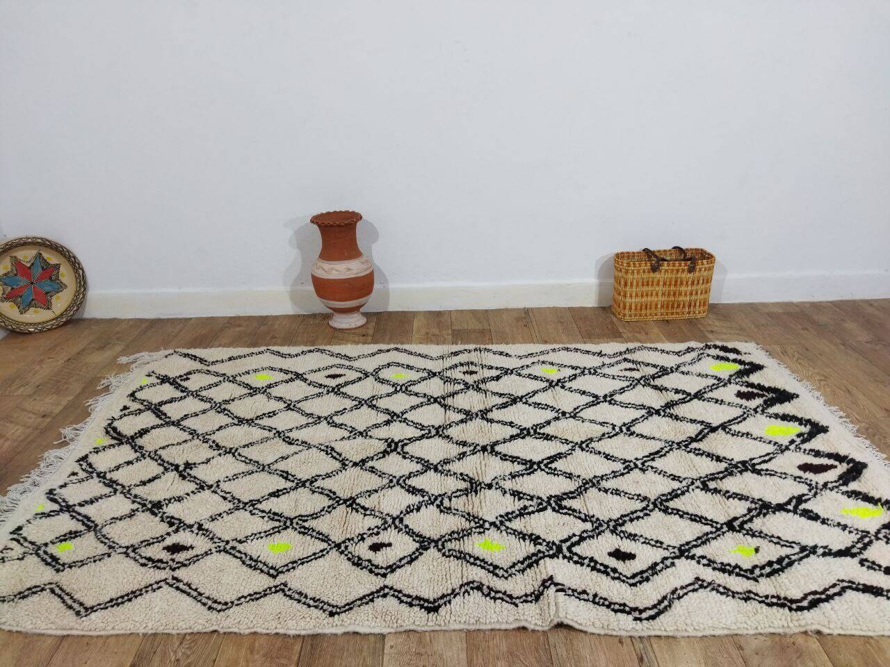 Handmade wool Berber rug 236 x 140 cm