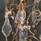 Large brass and glass chandelier