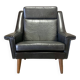 High black leather armchair “scandinavian design” 1950.