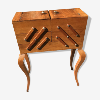 Art deco wooden sewing basket