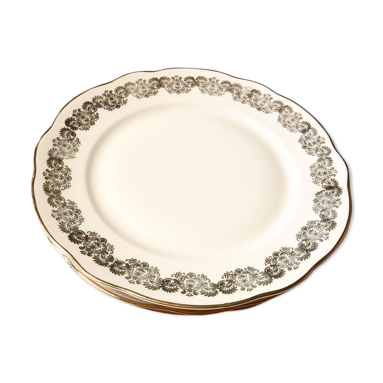 4 flat plates vintage porcelain from Chauvigny