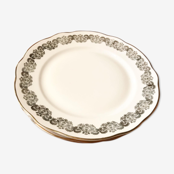 4 assiettes plates vintage en porcelaine de Chauvigny